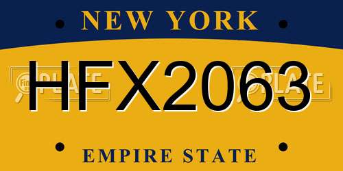 HFX2063 New York License Plate