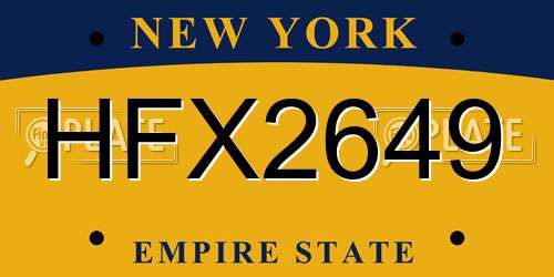 HFX2649 New York License Plate
