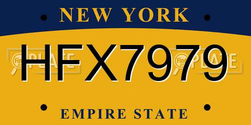 HFX7979 New York License Plate