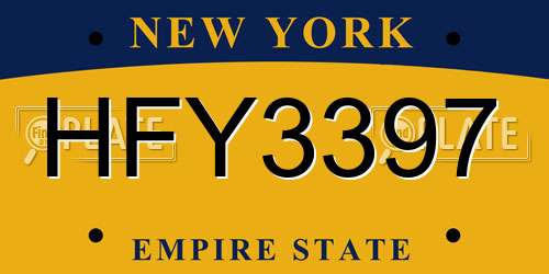HFY3397 New York License Plate