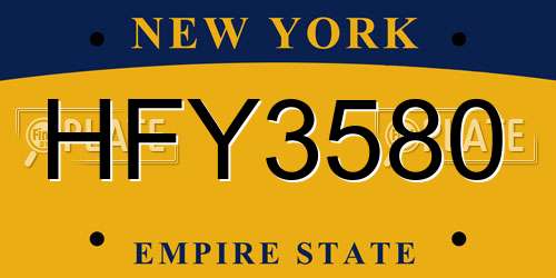 HFY3580 New York License Plate