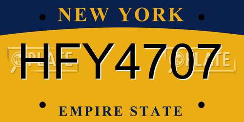 HFY4707 New York License Plate