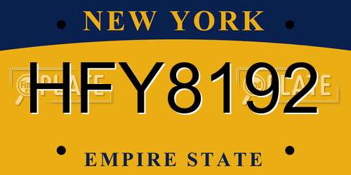 HFY8192 New York License Plate