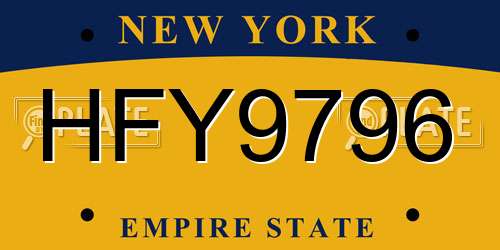 HFY9796 New York License Plate