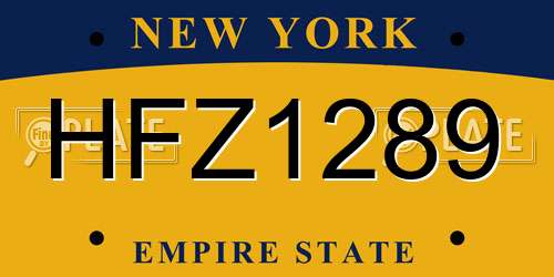 HFZ1289 New York License Plate