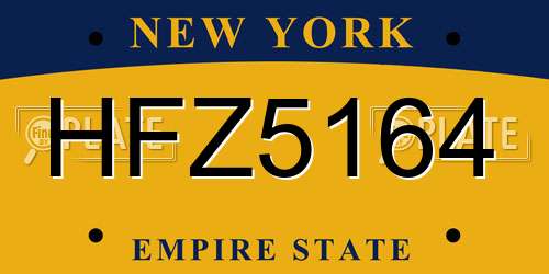 HFZ5164 New York License Plate
