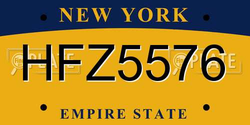 HFZ5576 New York License Plate