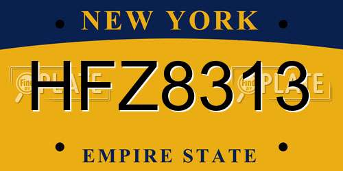HFZ8313 New York License Plate