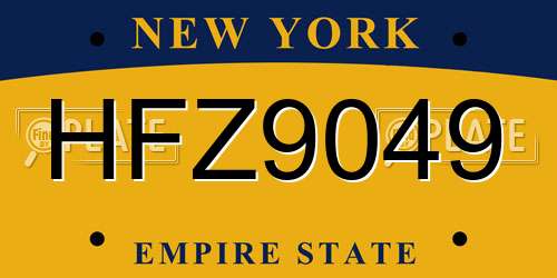 HFZ9049 New York License Plate