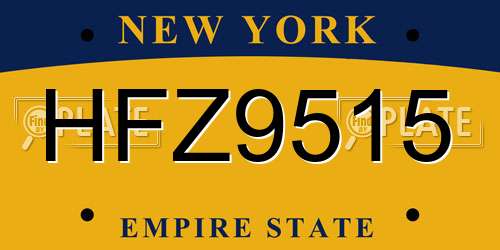 HFZ9515 New York License Plate