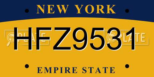 HFZ9531 New York License Plate