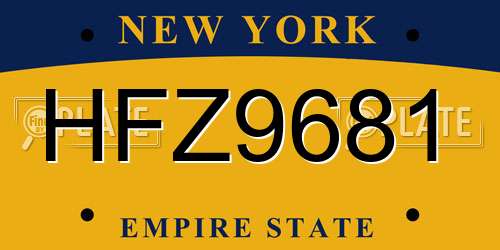 HFZ9681 New York License Plate