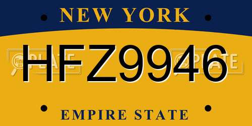 HFZ9946 New York License Plate