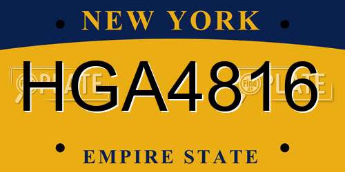 HGA4816 New York License Plate