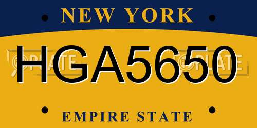 HGA5650 New York License Plate