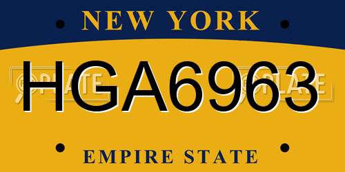 HGA6963 New York License Plate
