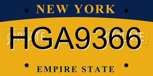 HGA9366 New York License Plate
