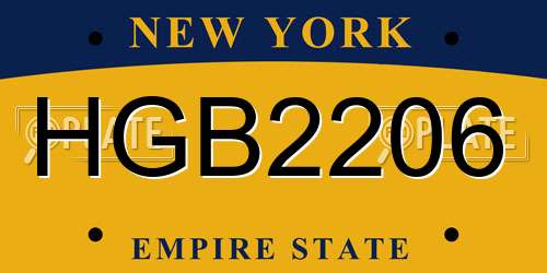HGB2206 New York License Plate
