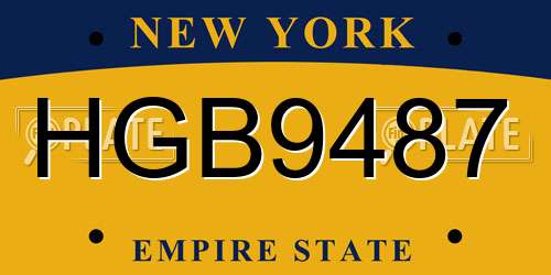 HGB9487 New York License Plate