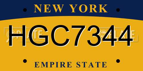 HGC7344 New York License Plate