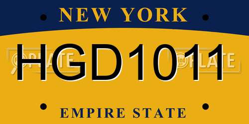 HGD1011 New York License Plate