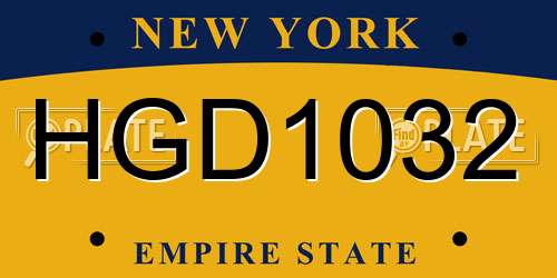 HGD1032 New York License Plate