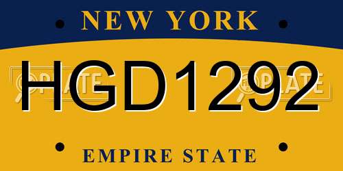 HGD1292 New York License Plate