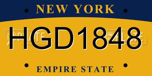 HGD1848 New York License Plate