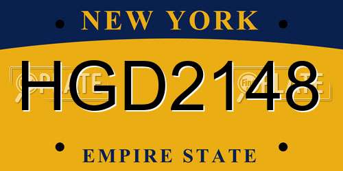 HGD2148 New York License Plate