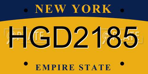 HGD2185 New York License Plate