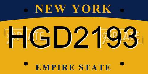 HGD2193 New York License Plate