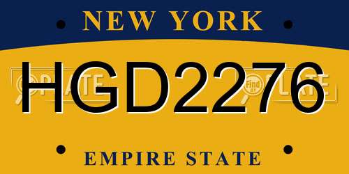 HGD2276 New York License Plate