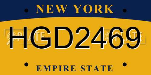 HGD2469 New York License Plate