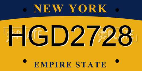 HGD2728 New York License Plate