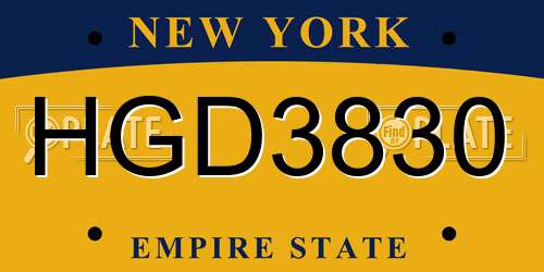 HGD3830 New York License Plate