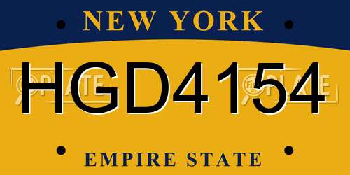 HGD4154 New York License Plate