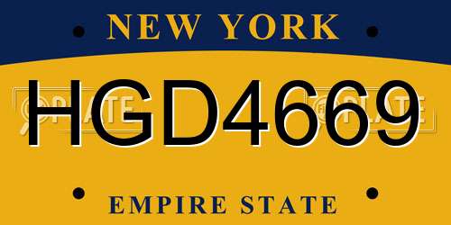 HGD4669 New York License Plate