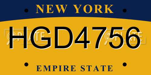 HGD4756 New York License Plate