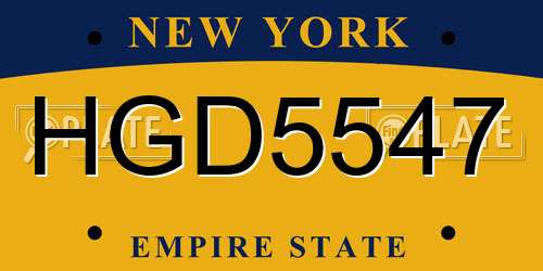 HGD5547 New York License Plate