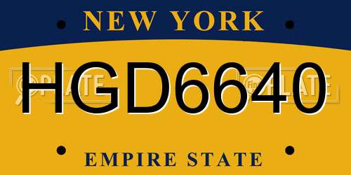 HGD6640 New York License Plate