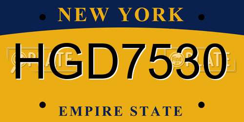 HGD7530 New York License Plate