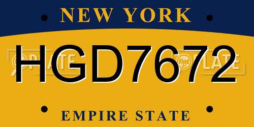 HGD7672 New York License Plate