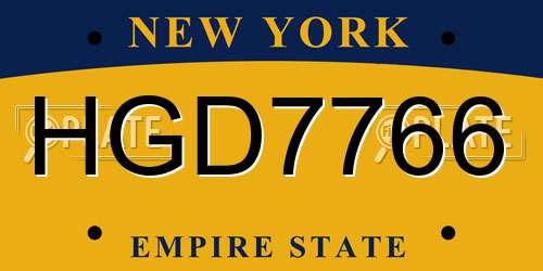 HGD7766 New York License Plate