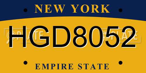 HGD8052 New York License Plate