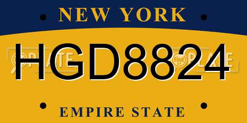 HGD8824 New York License Plate