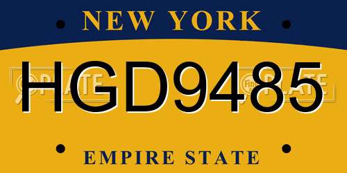 HGD9485 New York License Plate