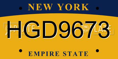 HGD9673 New York License Plate