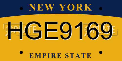 HGE9169 New York License Plate