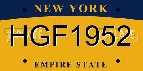 HGF1952 New York License Plate