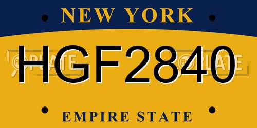 HGF2840 New York License Plate